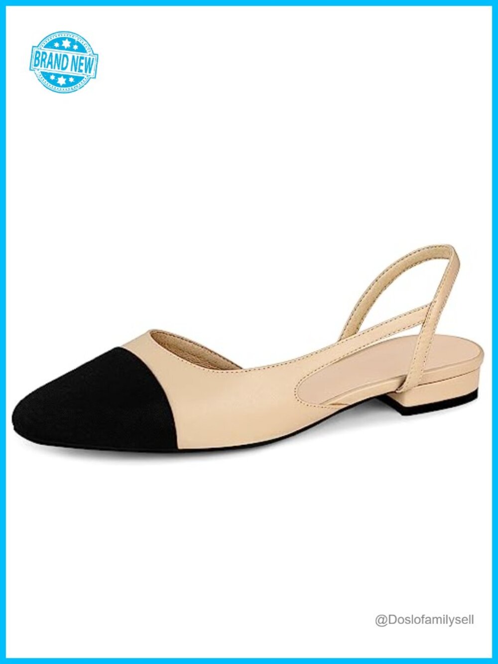 MICIFA Slingback Flats Faux Leather Round Toe Low Heel Dress Shoes Women